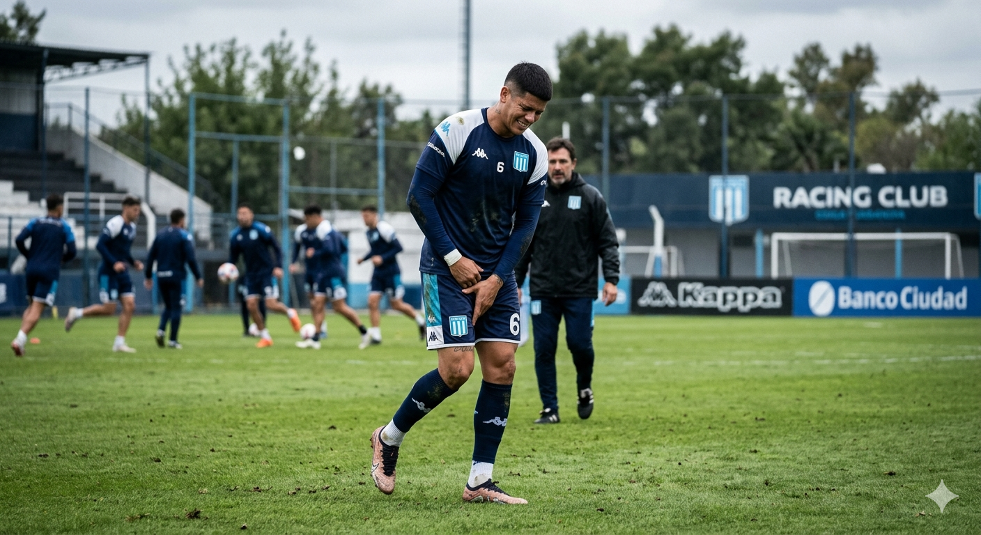 Rojo en Racing no completó la práctica por una molestia