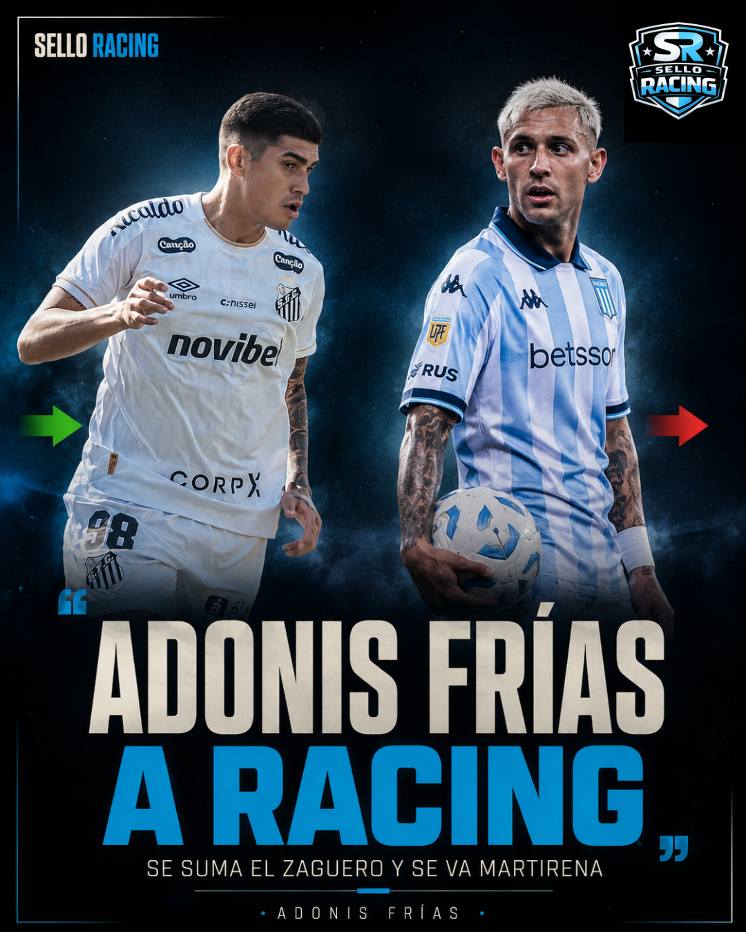 Mercado al rojo vivo: Adonis Frías está a un paso de Racing y se va Gastón Martirena