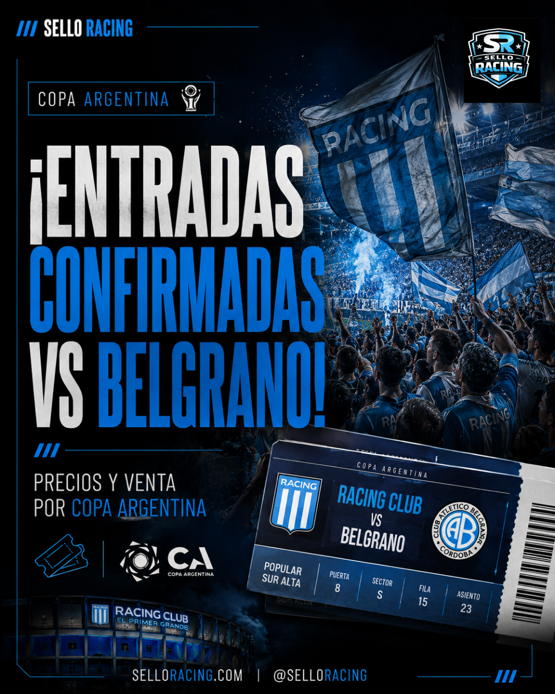 Venta de entradas para Racing - Belgrano: días, horarios y precios para el partido en San Luis