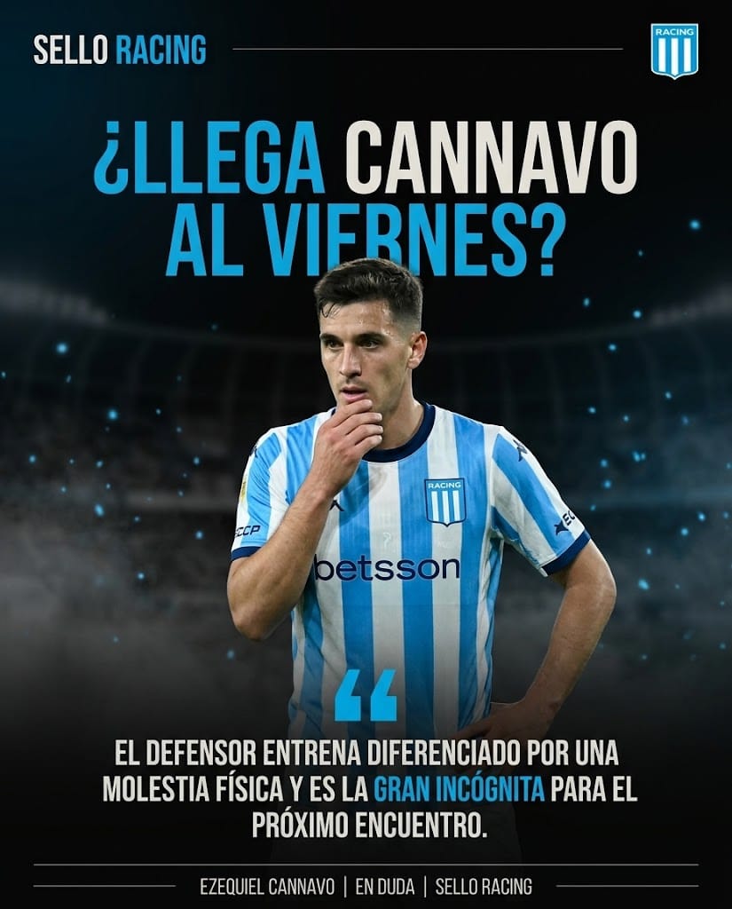 Emergencia en el lateral derecho: Cannavo encendió las alarmas y Racing se queda sin variantes