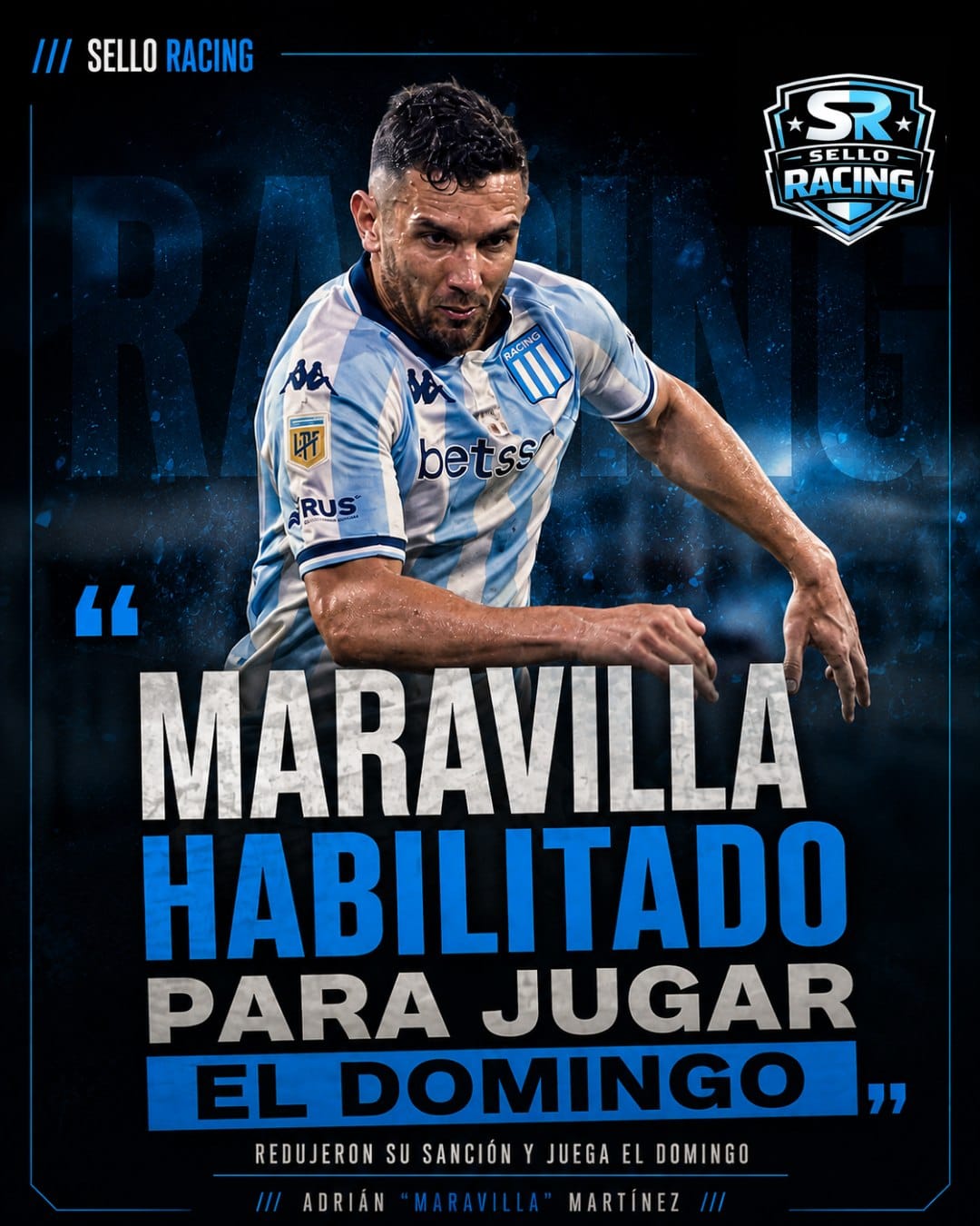 Buenas noticias para la Academia: le redujeron la sanción a Adrián 'Maravilla' Martínez y vuelve contra Independiente Rivadavia