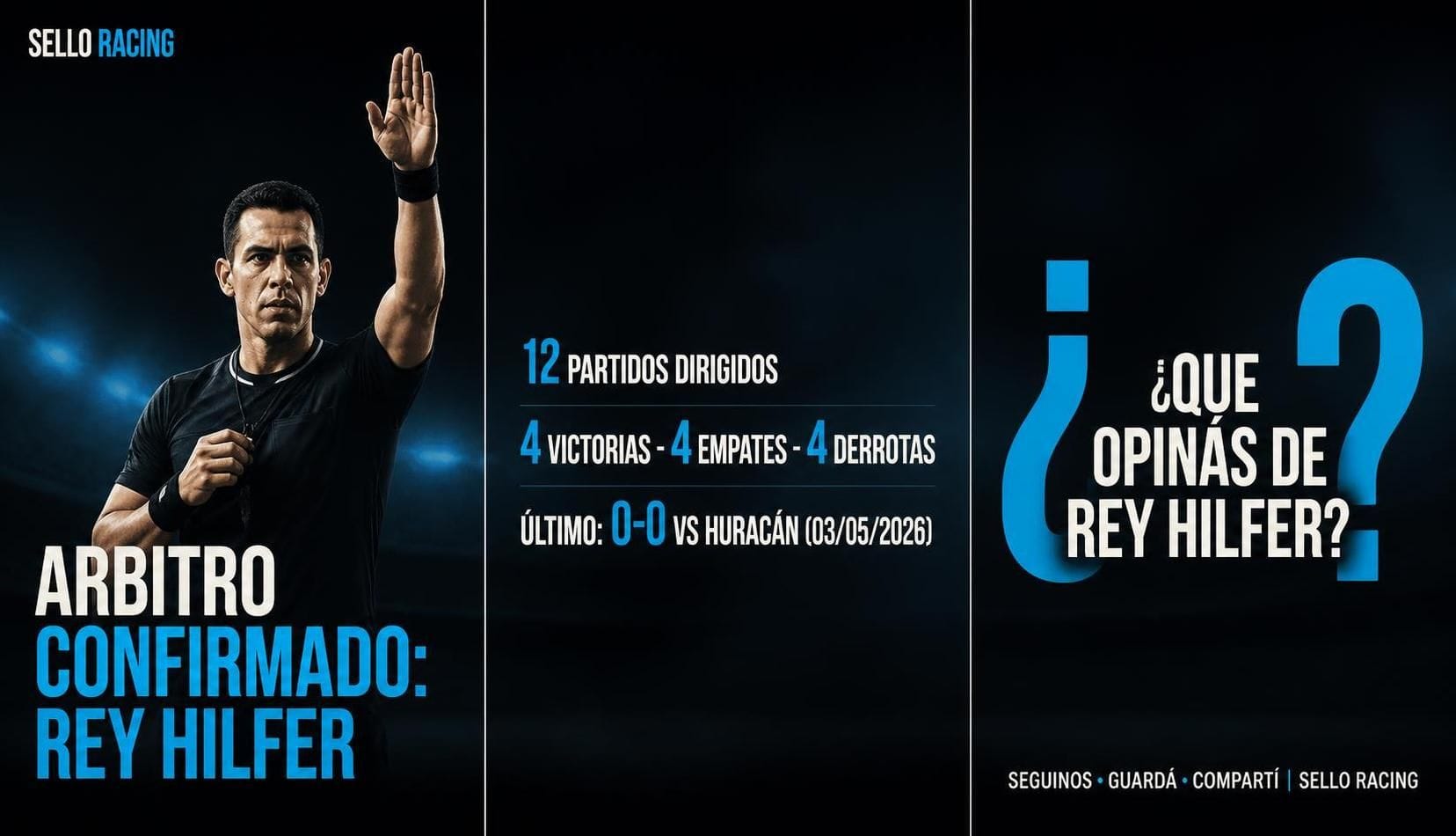 Paridad absoluta: Leandro Rey Hilfer será el árbitro ante Sarmiento en el Cilindro
