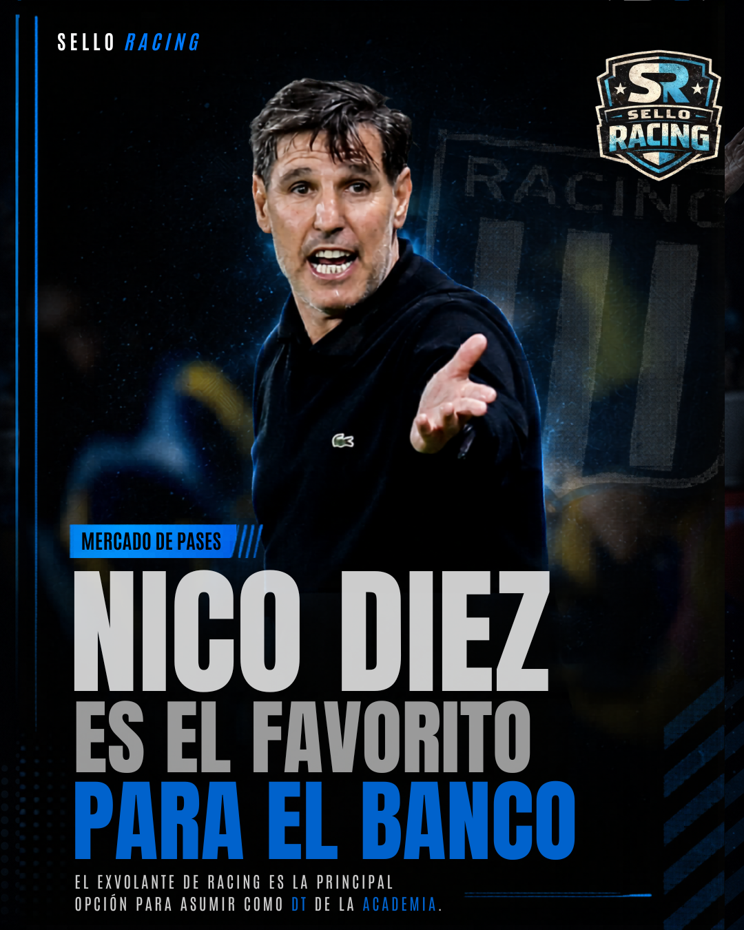 Nicolás Diez es el principal candidato para reemplazar a Costas en Racing
